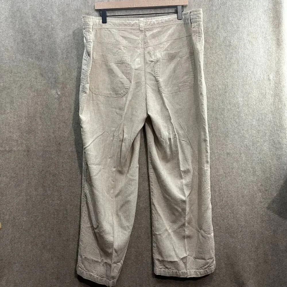 H&M Cream Linen Drawstring‎ Pants Sixe XL